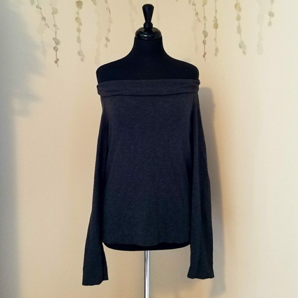 JAMES PERSE Off Shoulder Long Sleeve Top 3 BLUE